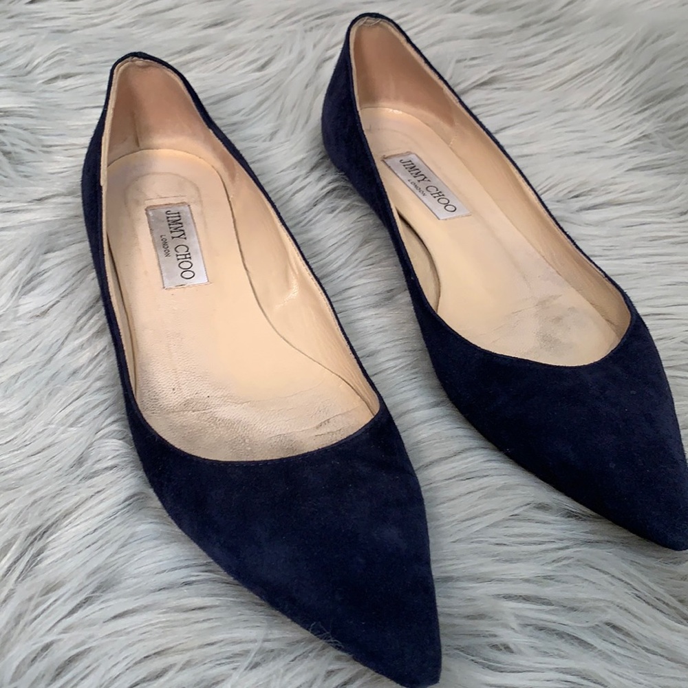 Jimmy Choo flats size 40 blue suede pointy toe